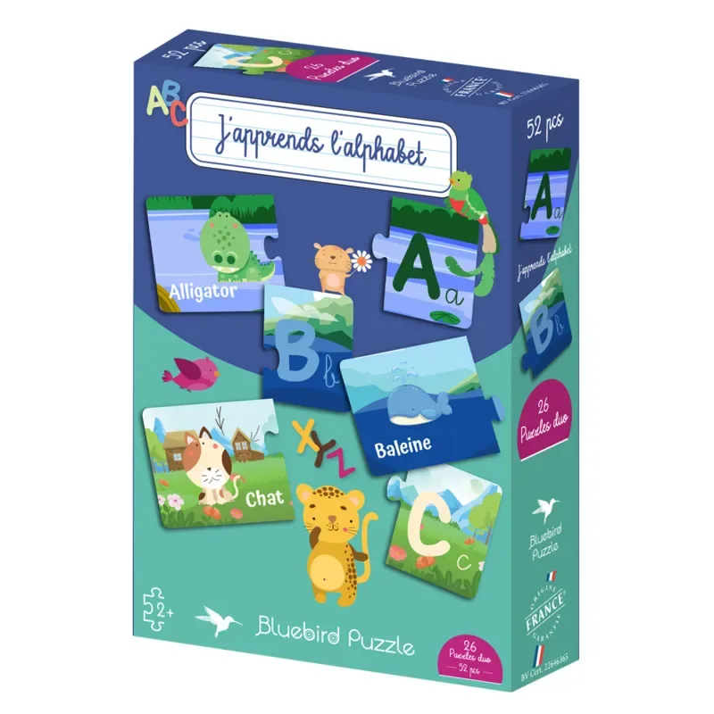 Puzzle Puzzles duo - J'apprends l'alphabet - 51 à 99 pièces de Bluebird Puzzle – boîte 1 sur 2