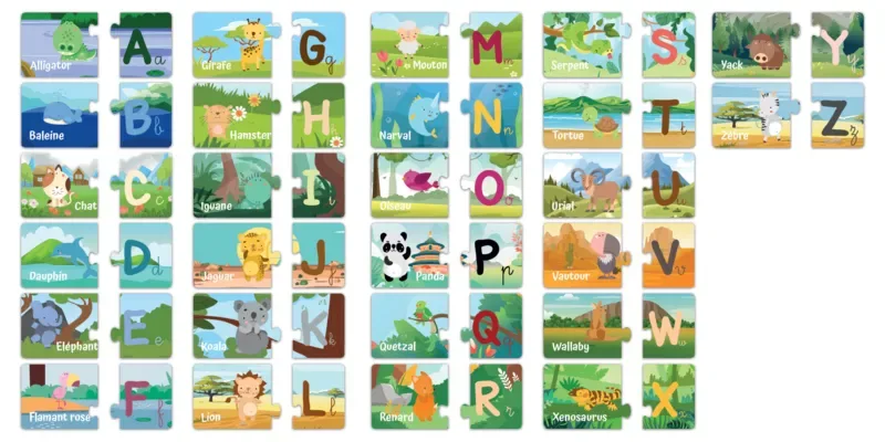 Puzzle Puzzles duo - J'apprends l'alphabet - 51 à 99 pièces de Bluebird Puzzle – boîte 2 sur 2