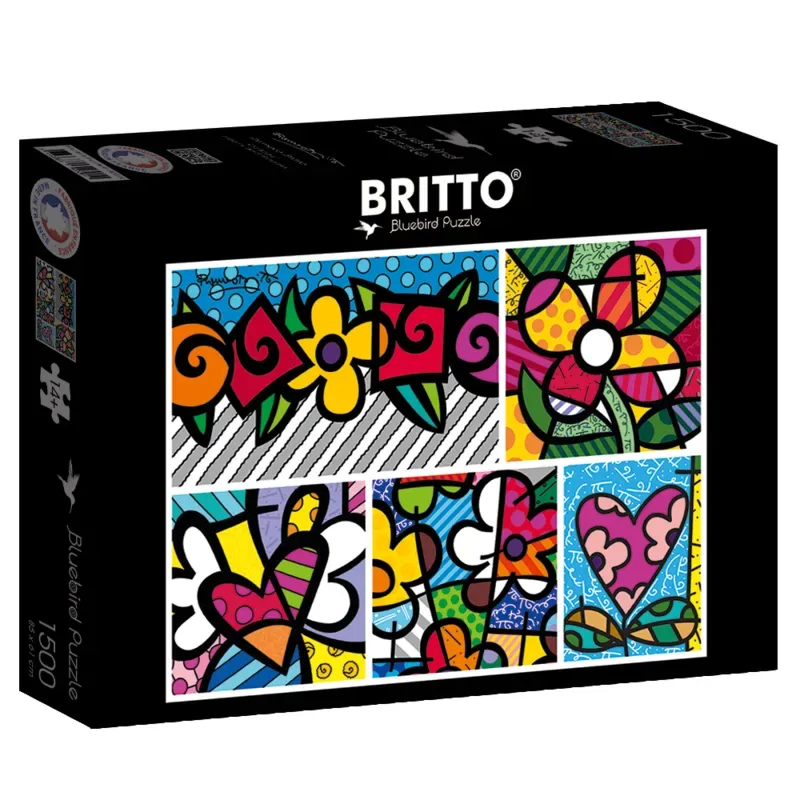 Puzzle Romero Britto - Collage: Hearts and Flowers - 1500 pièces de Bluebird Puzzle – boîte 2 sur 2
