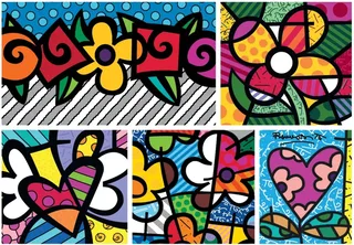 Puzzle Romero Britto - Collage: Hearts and Flowers - 1500 pièces de Bluebird Puzzle – boîte 1 sur 2