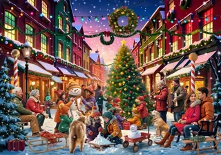 Puzzle Rue de Noël - 2000 pièces from Bluebird Puzzle – box 1 of 2