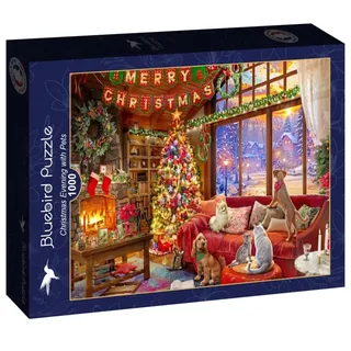 Puzzle Soirée de Noël avec les Animaux de Compagnie - 1000 pièces van Bluebird Puzzle – doos 2 van 2