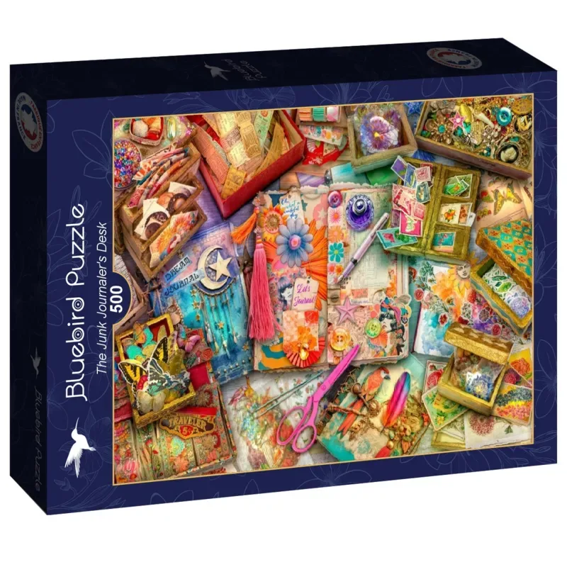 Puzzle The Junk Journaler's Desk - 500 à 999 pièces van Bluebird Puzzle – doos 2 van 2