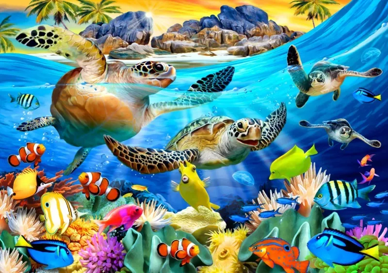 Puzzle Turtle Beach - 1000 pièces van Bluebird Puzzle – doos