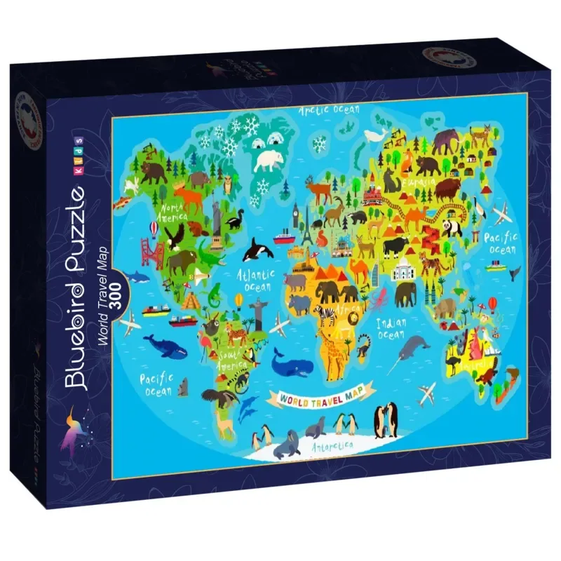 Puzzle World Travel Map - 200 à 499 pièces from Bluebird Puzzle – box 2 of 2