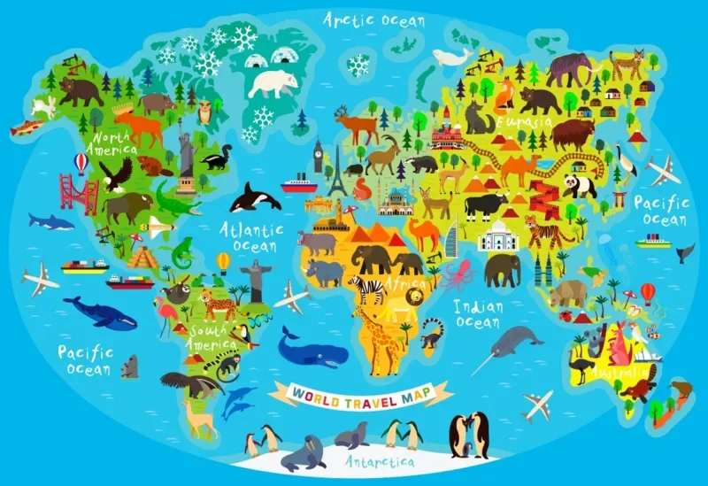 Puzzle World Travel Map - 200 à 499 pièces van Bluebird Puzzle – doos