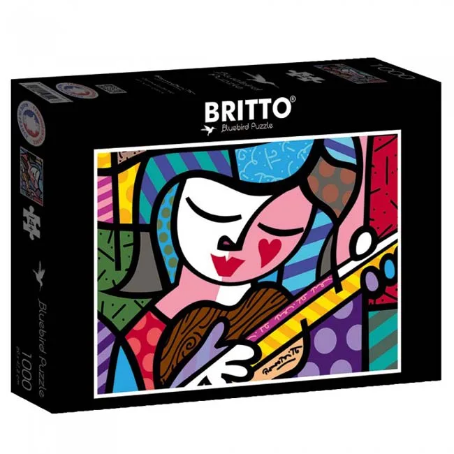 Romero Britto - Girl with guitar (1000) från Bluebird Puzzle – kartong