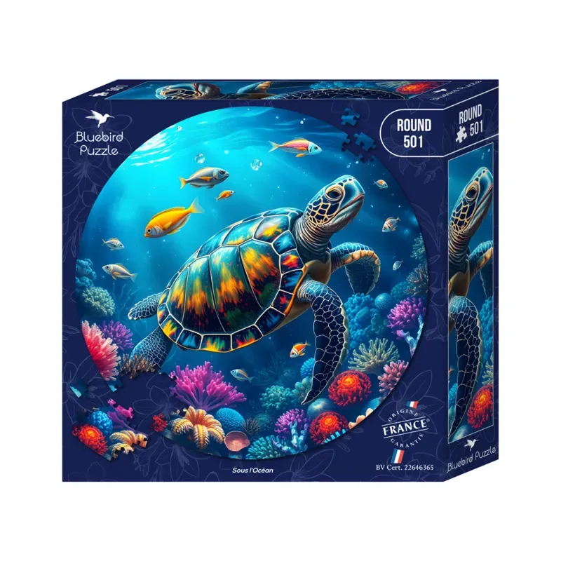 Sous l'Océan Puzzel Rond 501 stukjes de Bluebird Puzzle, édition Jaune – boîte 2 sur 2