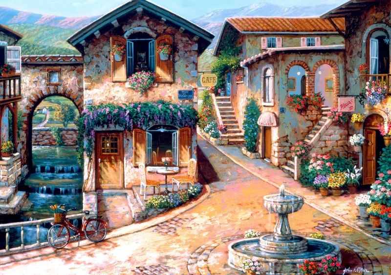 The Fountain on the Square - Puzzel 1000 stukjes from Bluebird Puzzle – box