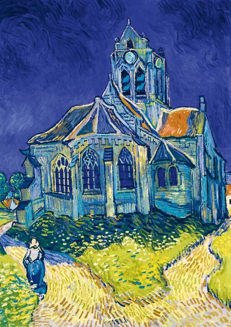 Vincent Van Gogh legpuzzel The Church in Auvers-sur-Oise 1000 stukjes. fra Bluebird Puzzle, Flerfarvet-udgave – æske