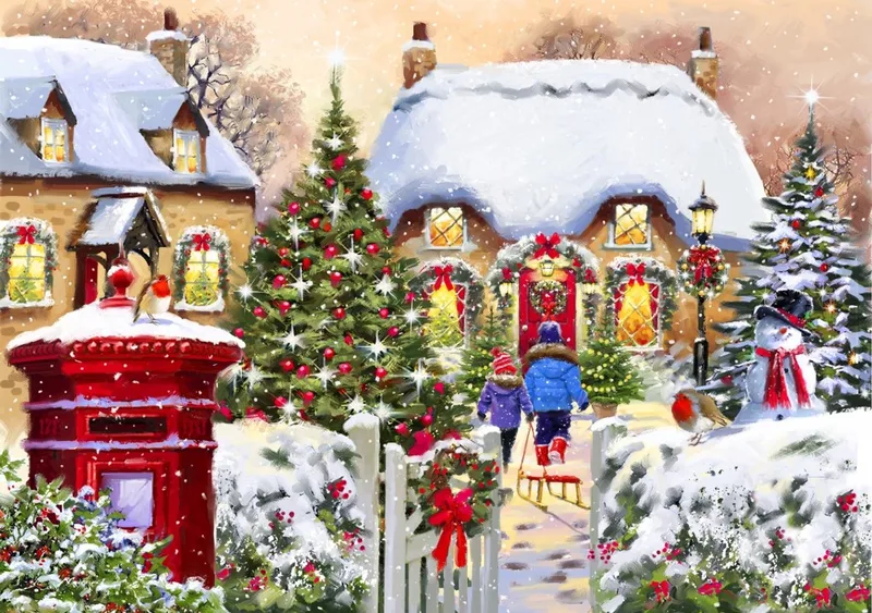 Winter Cottage - 1000 stukjes legpuzzel. von Bluebird Puzzle, Ausgabe Mehrfarbig – Schachtel