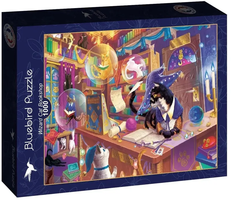 Wizard Cat Bookshop Puzzel 1000 Stukjes from Bluebird Puzzle, Yellow edition – box 1 of 2