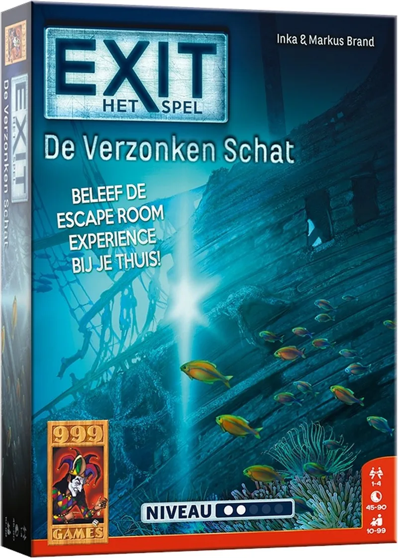 EXIT - De Verzonken Schat - Breinbreker fra 999 Games, NL-udgave – spillet på bordet