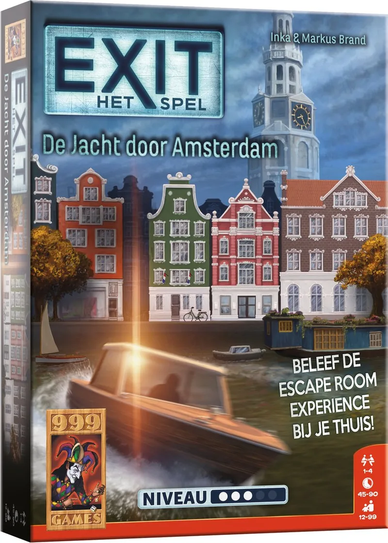 EXIT - De Jacht door Amsterdam - Breinbreker fra 999 Games, NL-udgave – spillet på bordet