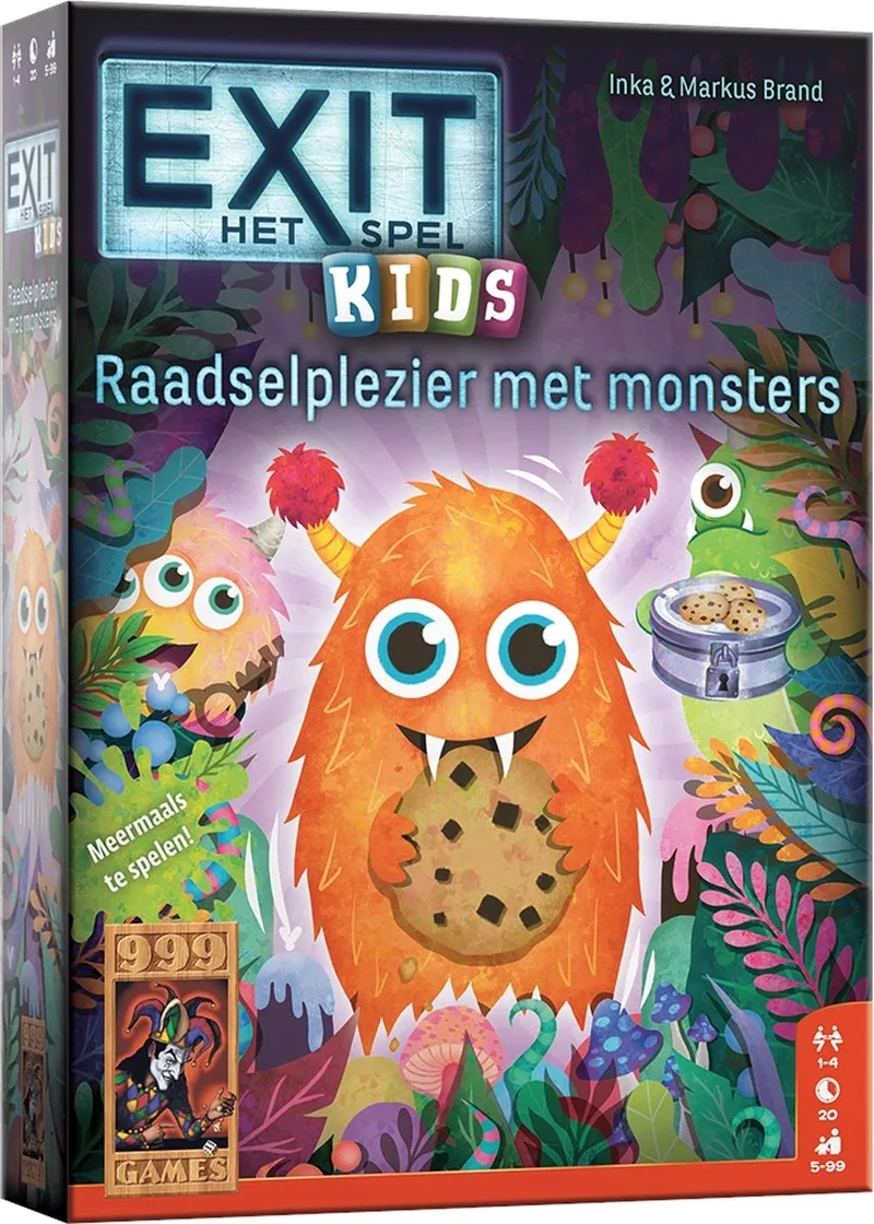 EXIT - Kids Raadselplezier met Monsters - Breinbreker fra 999 Games, NL-udgave – spillet på bordet