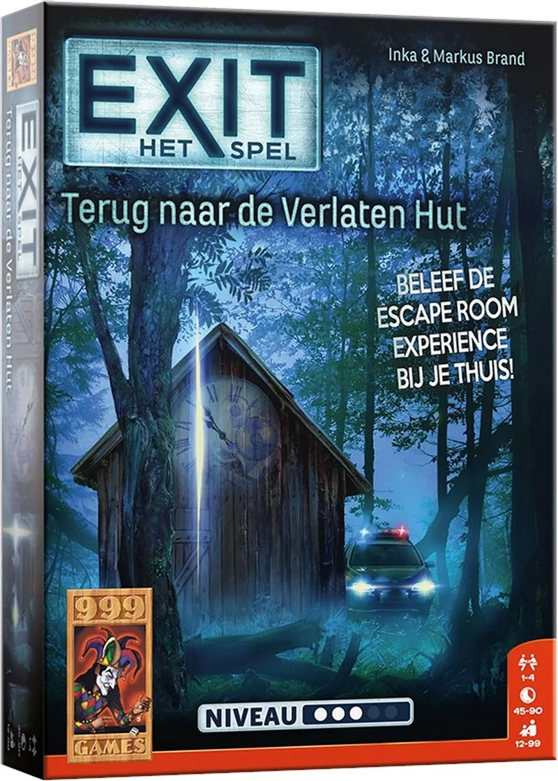 EXIT - Terug naar de Verlaten Hut - Breinbreker fra 999 Games, NL-udgave – spillet på bordet