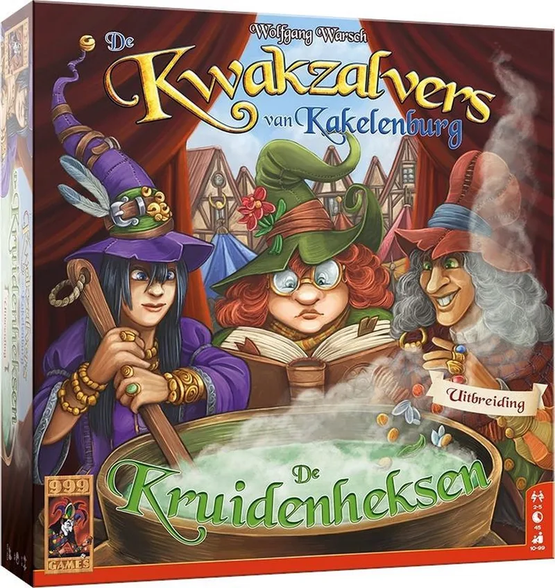 De Kwakzalvers van Kakelenburg: De Kruidenheksen Uitbreiding from 999 Games, NL edition – game on the table