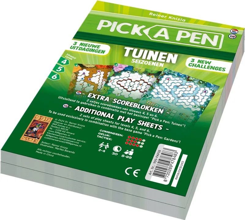 Pick a Pen Tuinen: Seizoenen Level 4,5,6 from 999 Games, NL edition – box