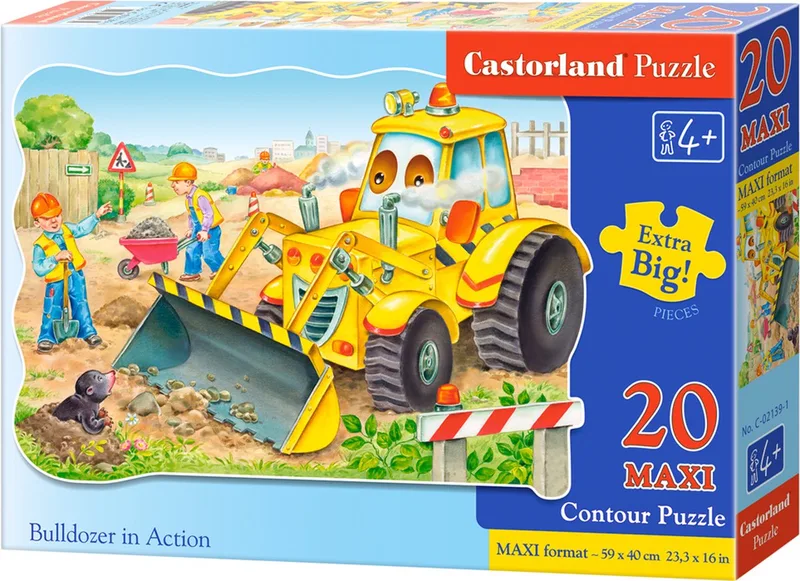 Bulldozer in action - 20 MAXI stukjes van Castorland, editie Geel – doos
