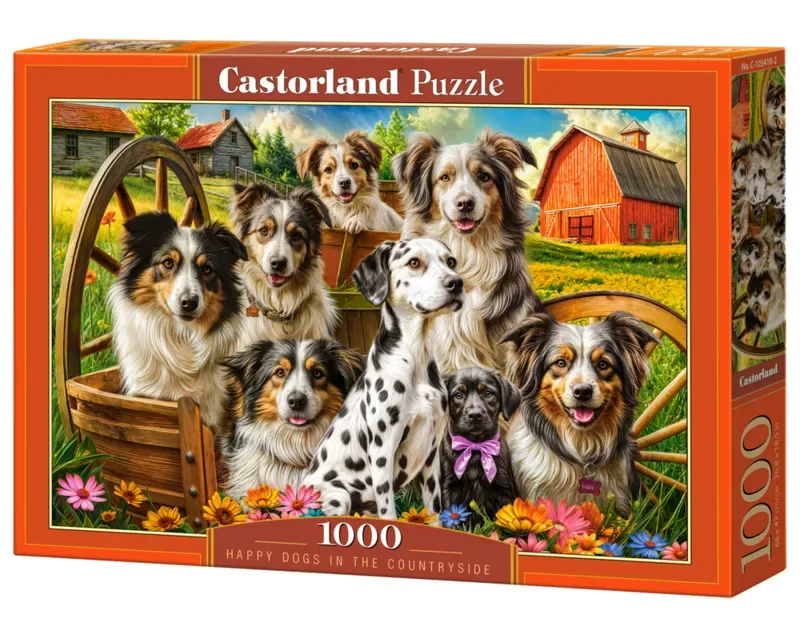 Castorland 1000-delige puzzel: Vrolijke honden op het platteland fra Castorland, Flerfarvet-udgave – æske 2 af 2