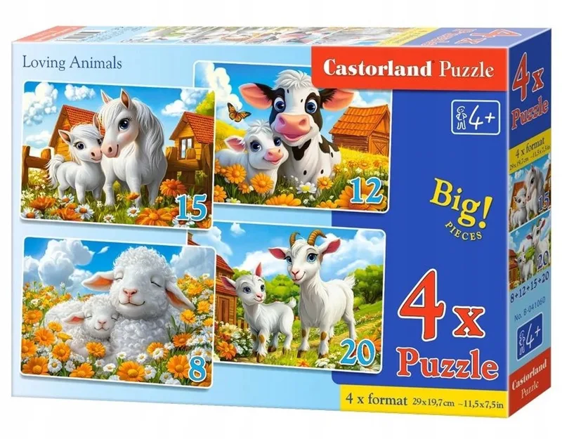 Castorland 4-in-1 Puzzels: Lieve Dieren (4+ jaar) van Castorland, editie Meerkleurig – doos