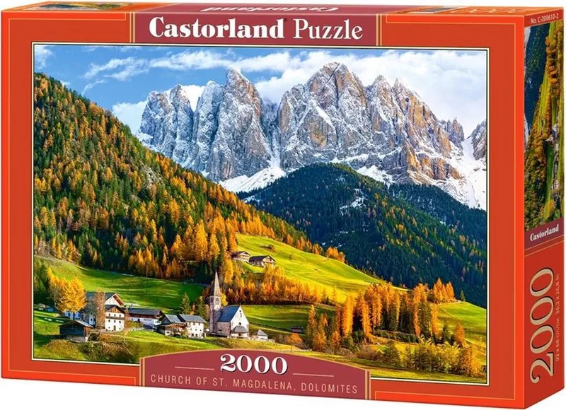 Church of St. Magdalena Dolomites – Puzzel – 2.000 stukjes – Satijnen afwerking – Perfecte pasvorm – Europese kwaliteit from Castorland, Church of St. Magdalena Dolomites edition – box