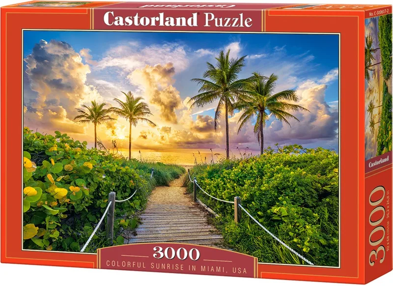 Colorful Sunrise in Miami, USA – Puzzel – 3000 stukjes – Satijnen afwerking – Perfecte pasvorm – Europese kwaliteit fra Castorland, Colorful Sunrise in Miami, Usa-udgave – æske 1 af 2