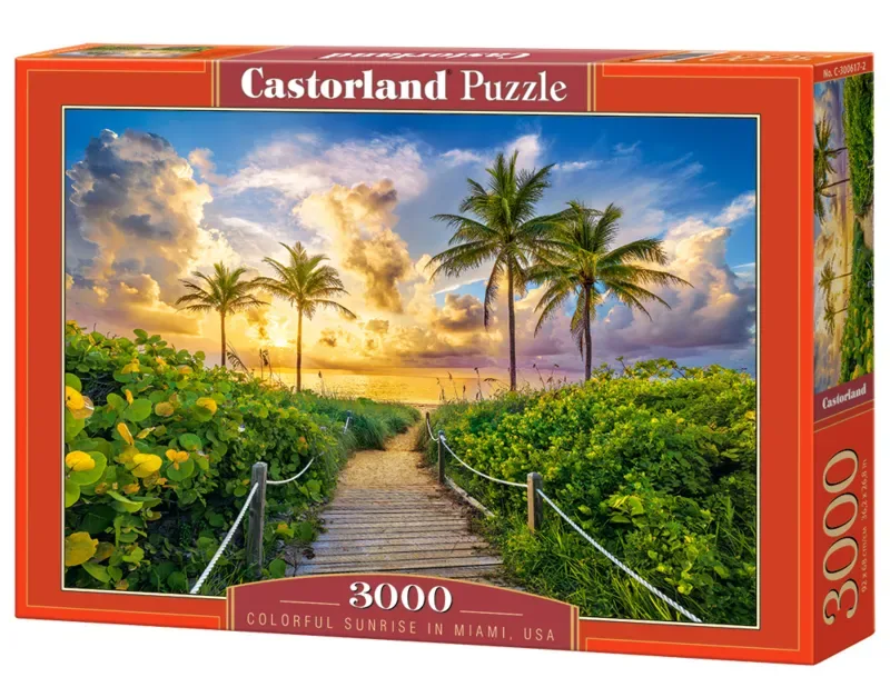 Colorful Sunrise in Miami, USA – Puzzel – 3000 stukjes – Satijnen afwerking – Perfecte pasvorm – Europese kwaliteit fra Castorland, Colorful Sunrise in Miami, Usa-udgave – æske 2 af 2