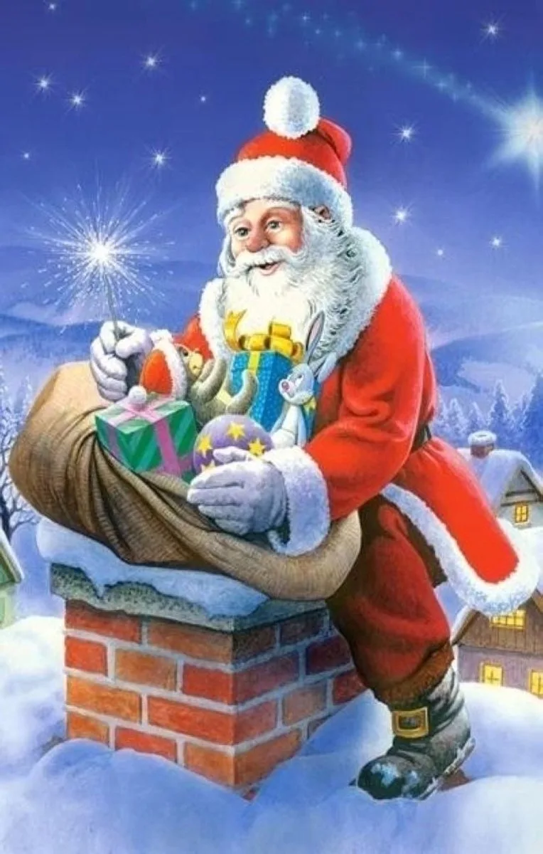Kerstkaartpuzzel met Kerstman - 24 Stukjes from Castorland, Blue edition – box