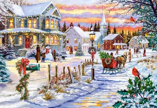 kerstpuzzel 1000 stukjes - Christmas Tree is Coming puzzel. van Castorland, editie Meerkleurig – doos 1 van 2