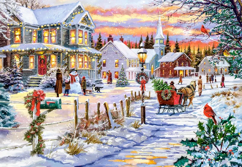 kerstpuzzel 1000 stukjes - Christmas Tree is Coming puzzel. van Castorland, editie Meerkleurig – doos 1 van 2