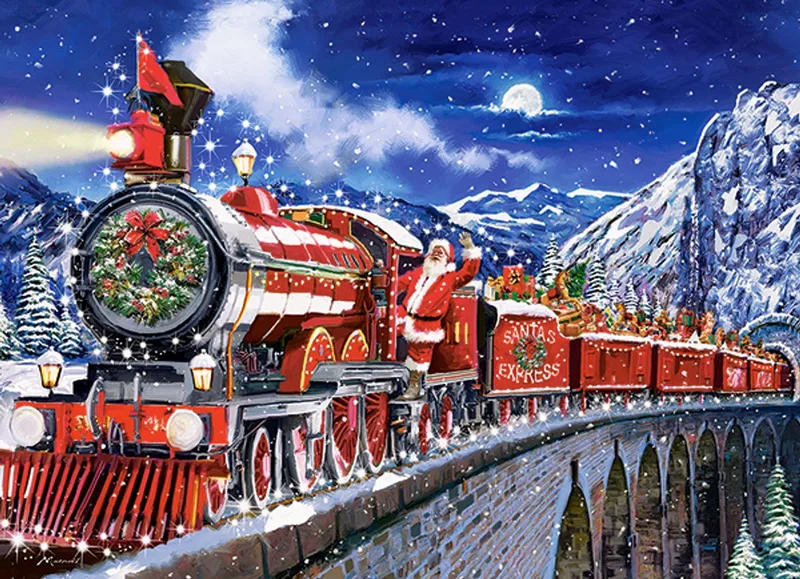 kerstpuzzel legpuzzel 200 stukjes Santa's Coming to Town. fra Castorland, Flerfarvet-udgave – æske