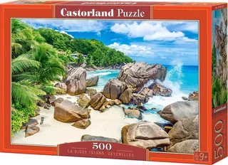 La Digue Island, Seychelles – Puzzel – 500 stukjes – Satijnen afwerking – Perfecte pasvorm – Europese kwaliteit fra Castorland, La Digue Island, Seychelles-udgave – æske 1 af 2