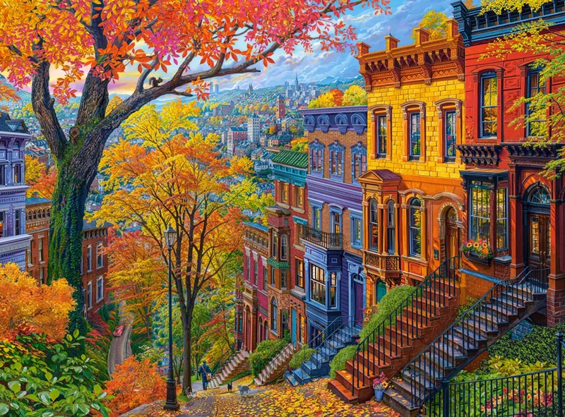 legpuzzel Autumn City Hill - 3000 stukjes puzzelplezier. de Castorland, édition Multicolore – boîte 1 sur 2