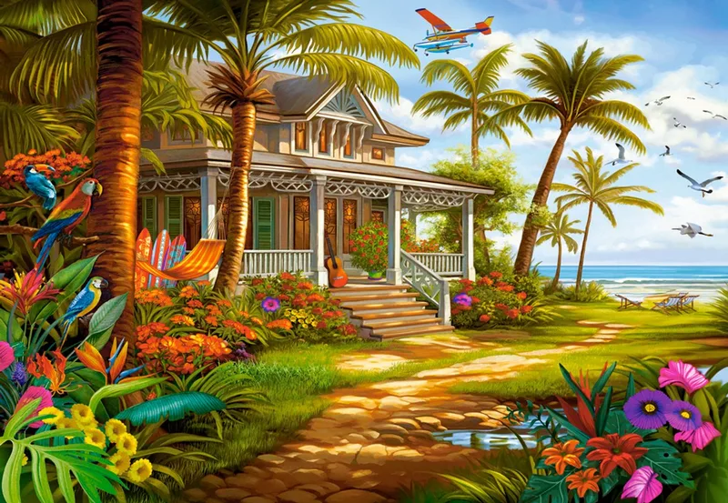 legpuzzel Palm House 1500 stukjes puzzelplezier. fra Castorland, Flerfarvet-udgave – æske 1 af 2