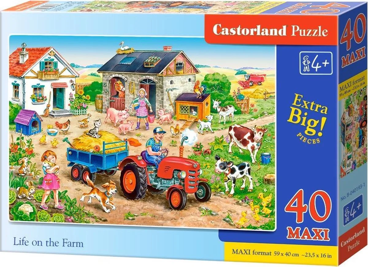 Life on the Farm - 40 MAXI stukjes från Castorland, utgåva Blå – kartong