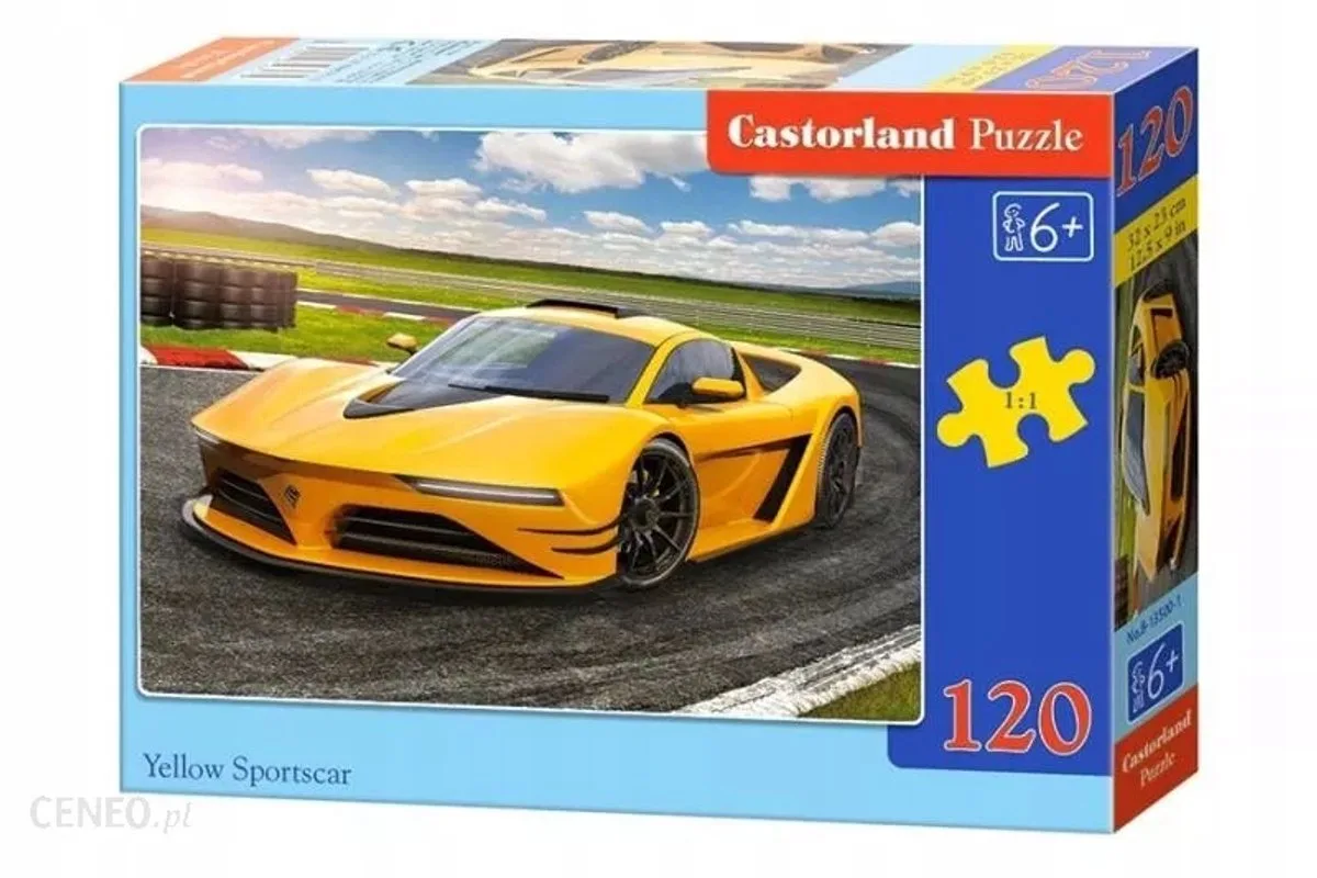 Luxe Sportauto Puzzel 120 Stukken - 6 Jaar+ van Castorland, editie Geel – doos