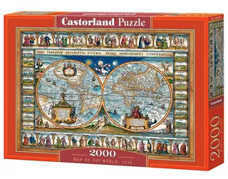 Map of the World 1639 – Puzzel – 2.000 stukjes – Satijnen afwerking – Perfecte pasvorm – Europese kwaliteit von Castorland, Ausgabe Map of the World 1639 – Schachtel 2 von 2