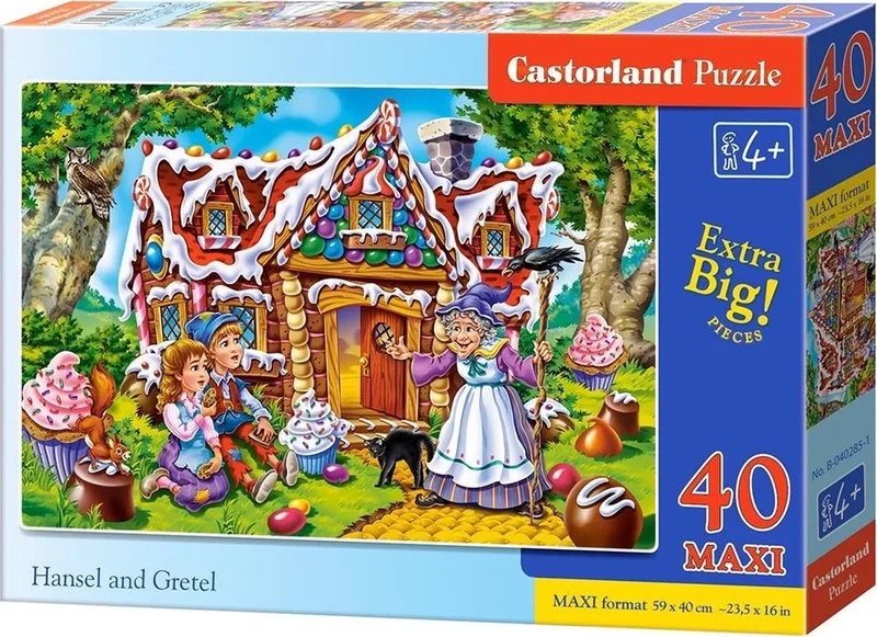 MAXI – Puzzel – 40 stukjes – Extra grote stukken – Premium kwaliteit – Beide kanten gecoat fra Castorland, Hansel and Gretel-udgave – æske