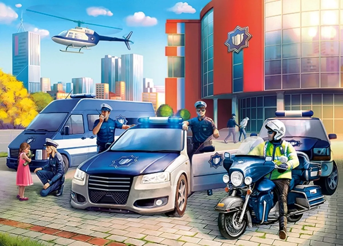Politiebureau Puzzel 120 Stukjes - 6+ Jaar från Castorland, utgåva Blå – kartong