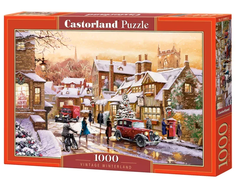 Puzzel – 1.000 stukjes – Satijnen afwerking – Perfecte pasvorm – Europese kwaliteit fra Castorland, Vintage Winterland-udgave – æske 2 af 2