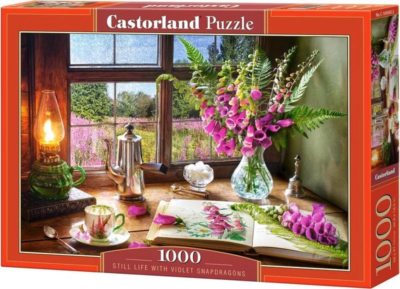 Puzzel – 1.000 stukjes – Satijnen afwerking – Perfecte pasvorm – Europese kwaliteit from Castorland, Still Life with Violet Snapdragons edition – box 1 of 2
