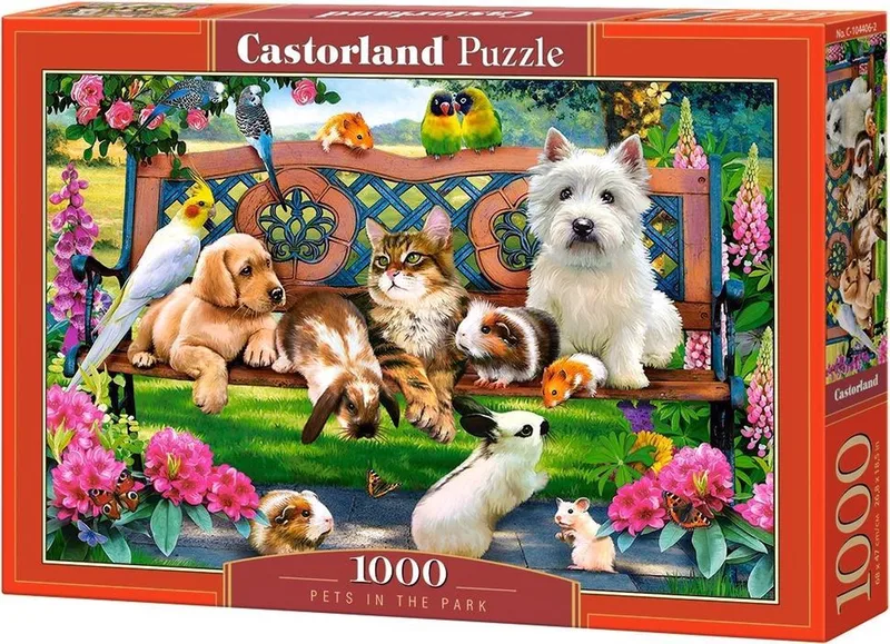 Puzzel – 1.000 stukjes – Satijnen afwerking – Perfecte pasvorm – Europese kwaliteit fra Castorland, Pets in the Park-udgave – æske 1 af 2