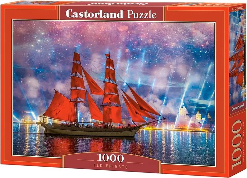 Puzzel – 1.000 stukjes – Satijnen afwerking – Perfecte pasvorm – Europese kwaliteit fra Castorland, Red Frigate-udgave – æske