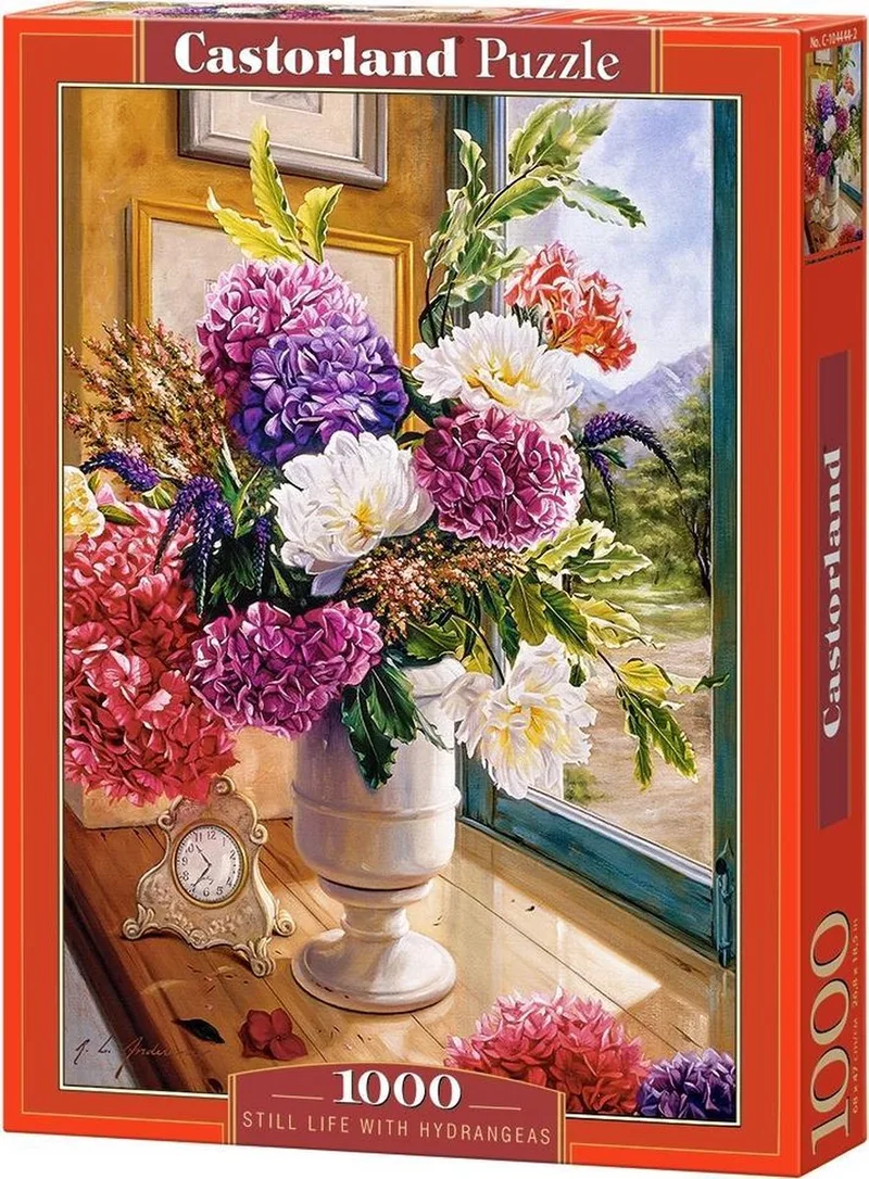 Puzzel – 1.000 stukjes – Satijnen afwerking – Perfecte pasvorm – Europese kwaliteit von Castorland, Ausgabe Still Life with Hydrangeas – Schachtel