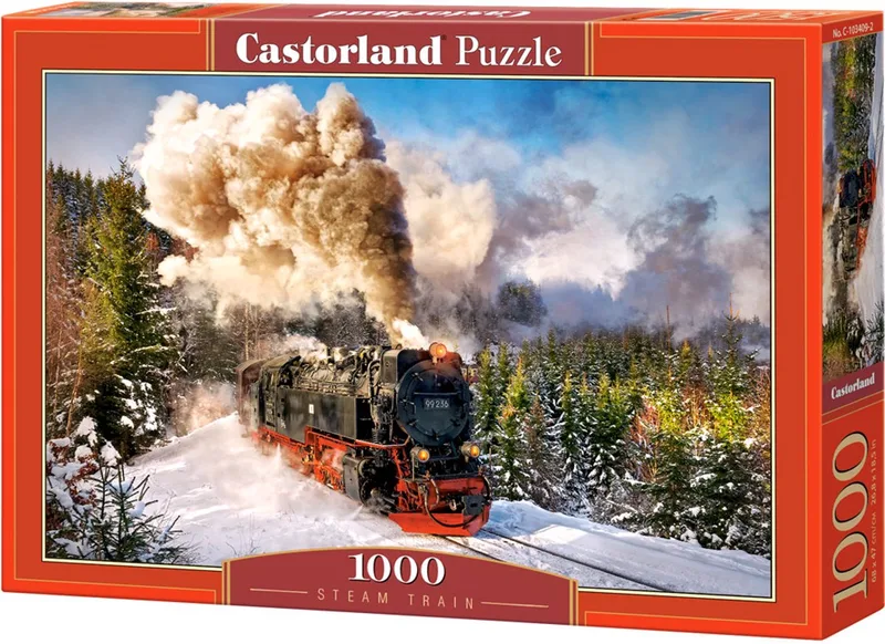 Puzzel – 1.000 stukjes – Satijnen afwerking – Perfecte pasvorm – Europese kwaliteit fra Castorland, Steam Train-udgave – æske 1 af 2
