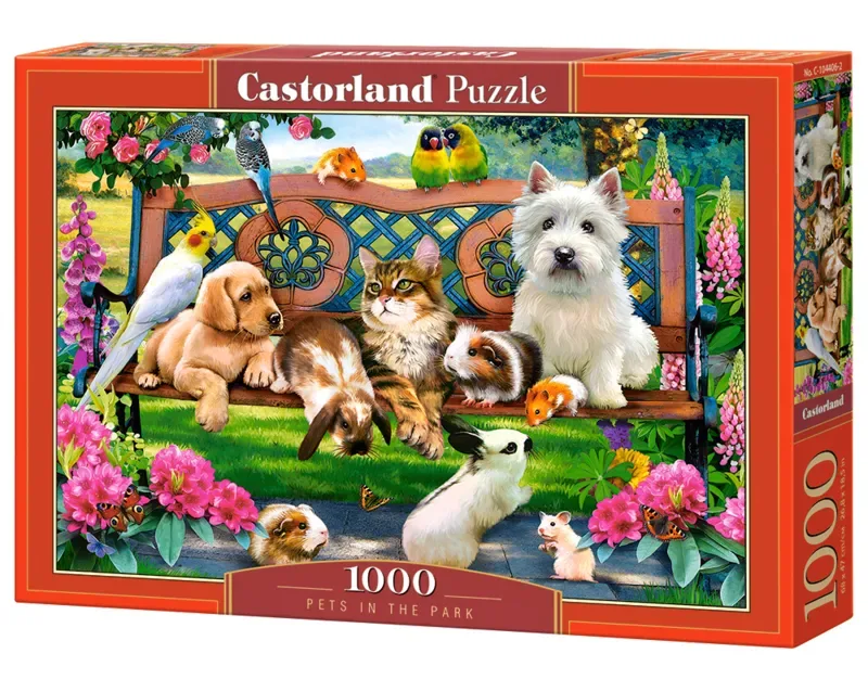 Puzzel – 1.000 stukjes – Satijnen afwerking – Perfecte pasvorm – Europese kwaliteit fra Castorland, Pets in the Park-udgave – æske 2 af 2