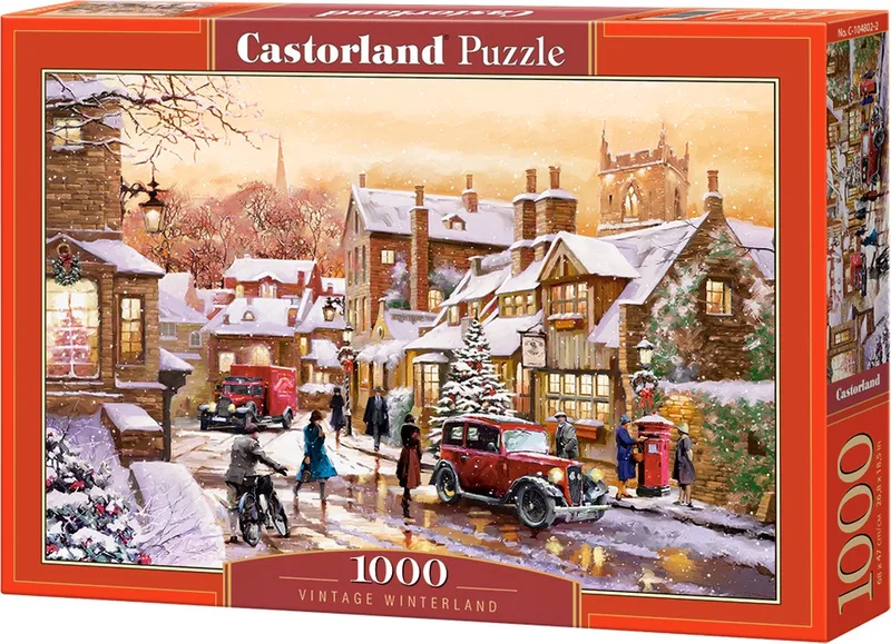Puzzel – 1.000 stukjes – Satijnen afwerking – Perfecte pasvorm – Europese kwaliteit fra Castorland, Vintage Winterland-udgave – æske 1 af 2