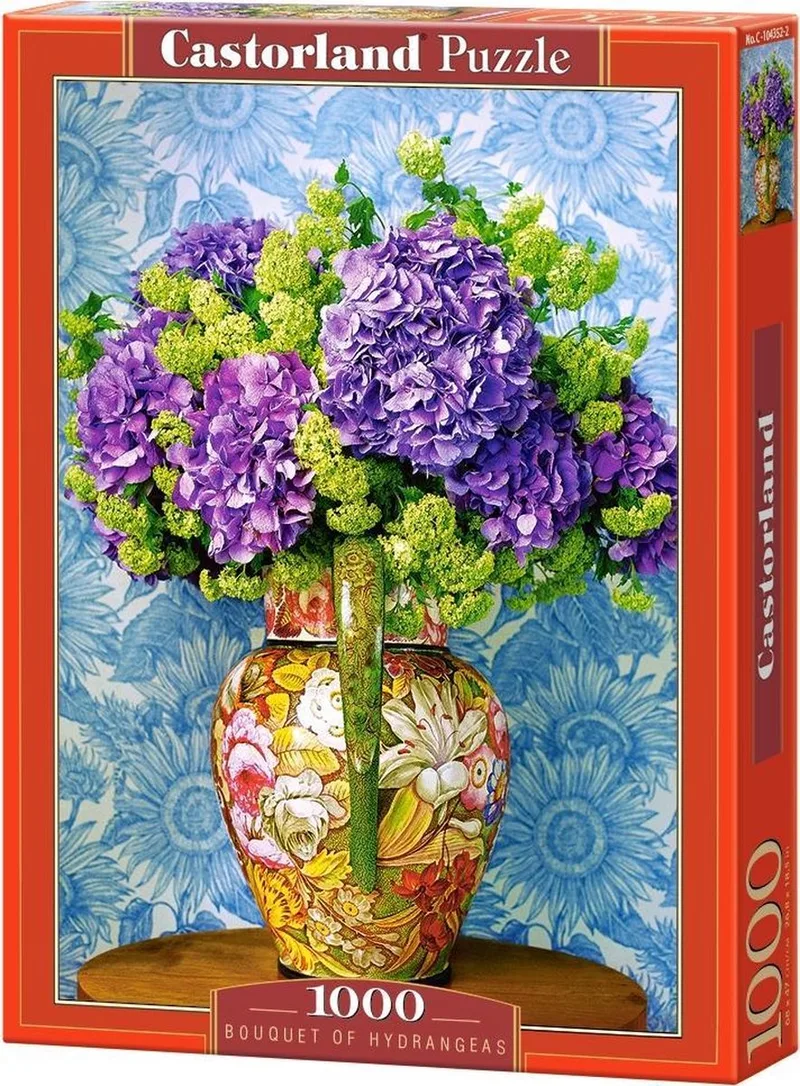 Puzzel – 1.000 stukjes – Satijnen afwerking – Perfecte pasvorm – Europese kwaliteit från Castorland, utgåva Bouquet of Hydrangeas – kartong