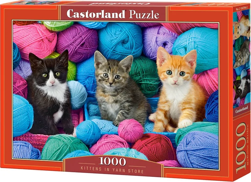 Puzzel – 1.000 stukjes – Satijnen afwerking – Perfecte pasvorm – Europese kwaliteit von Castorland, Ausgabe Kittens in Yarn Store – Schachtel 1 von 2